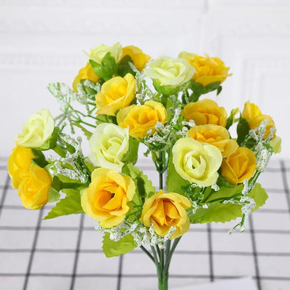 Silk Flower Bouquet - 7 Fork 21 Head Diamond Rose Flower