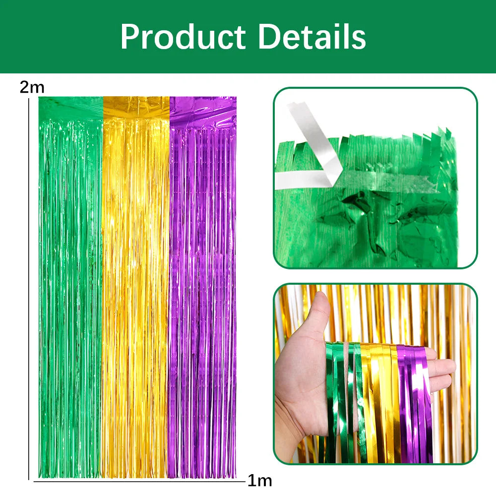 Carnival Mardi Gras Party Rain Curtain Background