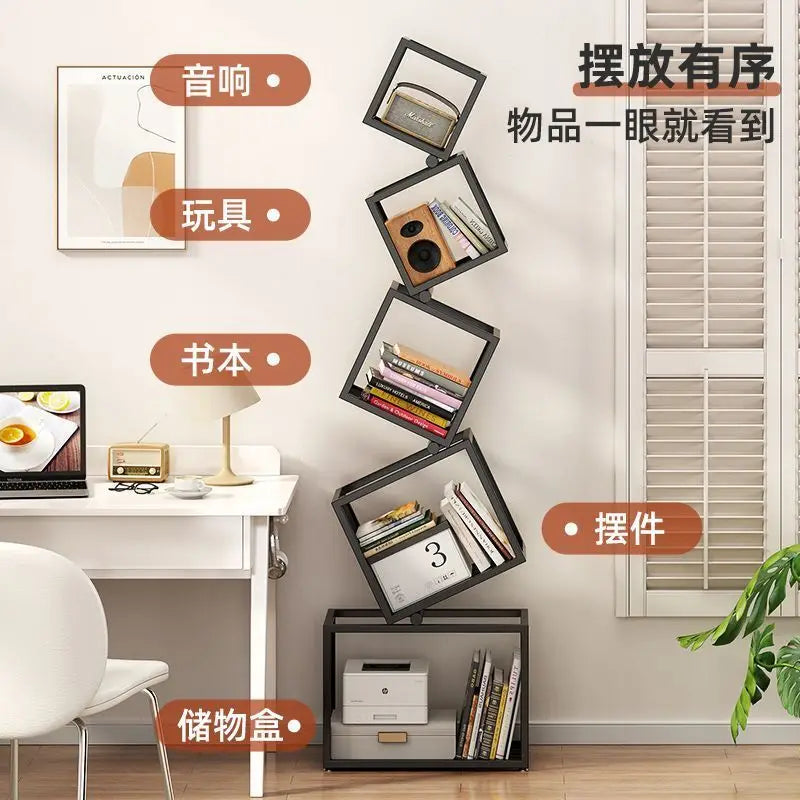Tipsy-Turvy Vertical Iron Art Bookshelf