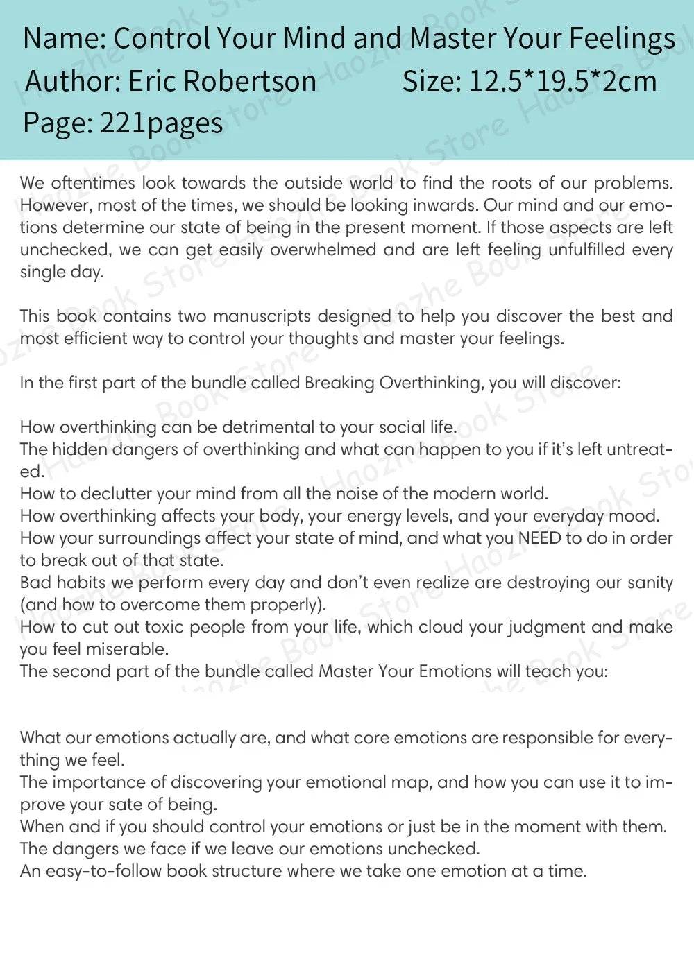 Book - Control Your Mind and Master Your Feelings - Shop Jobie