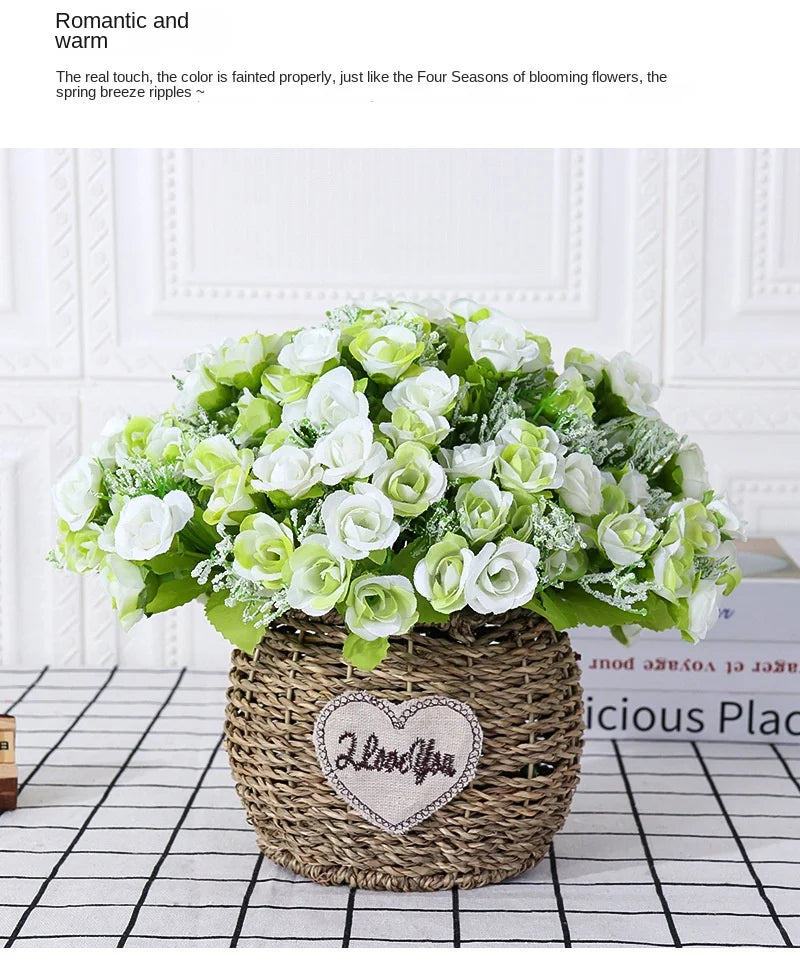 Silk Flower Bouquet - 7 Fork 21 Head Diamond Rose Flower