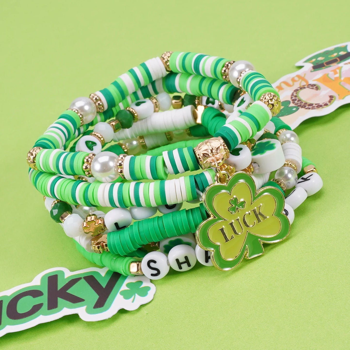 Lucky Shamrock Clover Party Favor Fashion Bracelets
