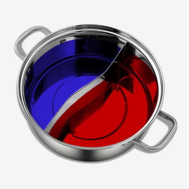 Divided Nonstick Stainless Steel Hot Pot & Fryer