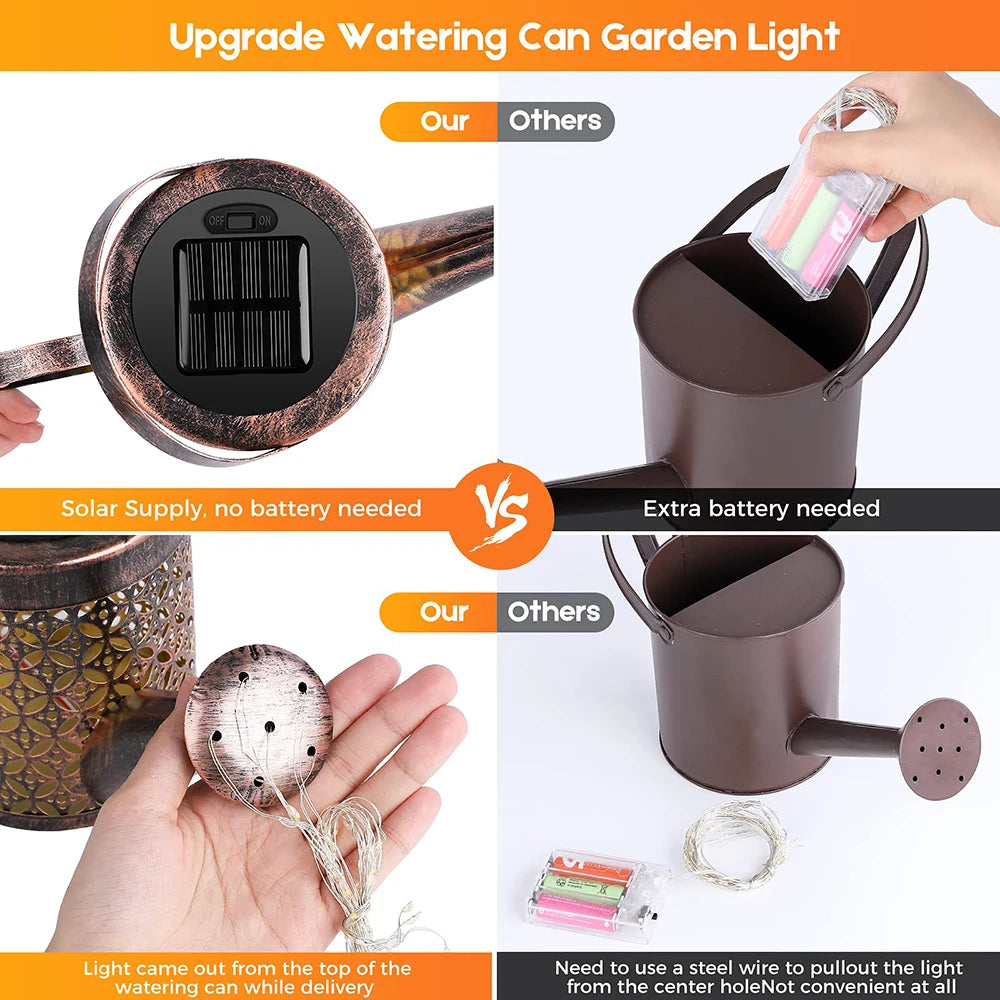 Solar Watering Can Hanging Kettle Lantern