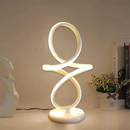 Modern Chrome Plated High Polished LED Table Lamp - Twisted Lines