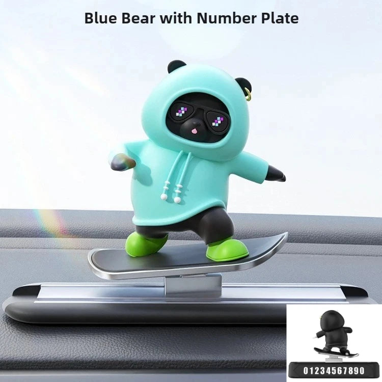 Mini Dashboard Skateboarding Bear