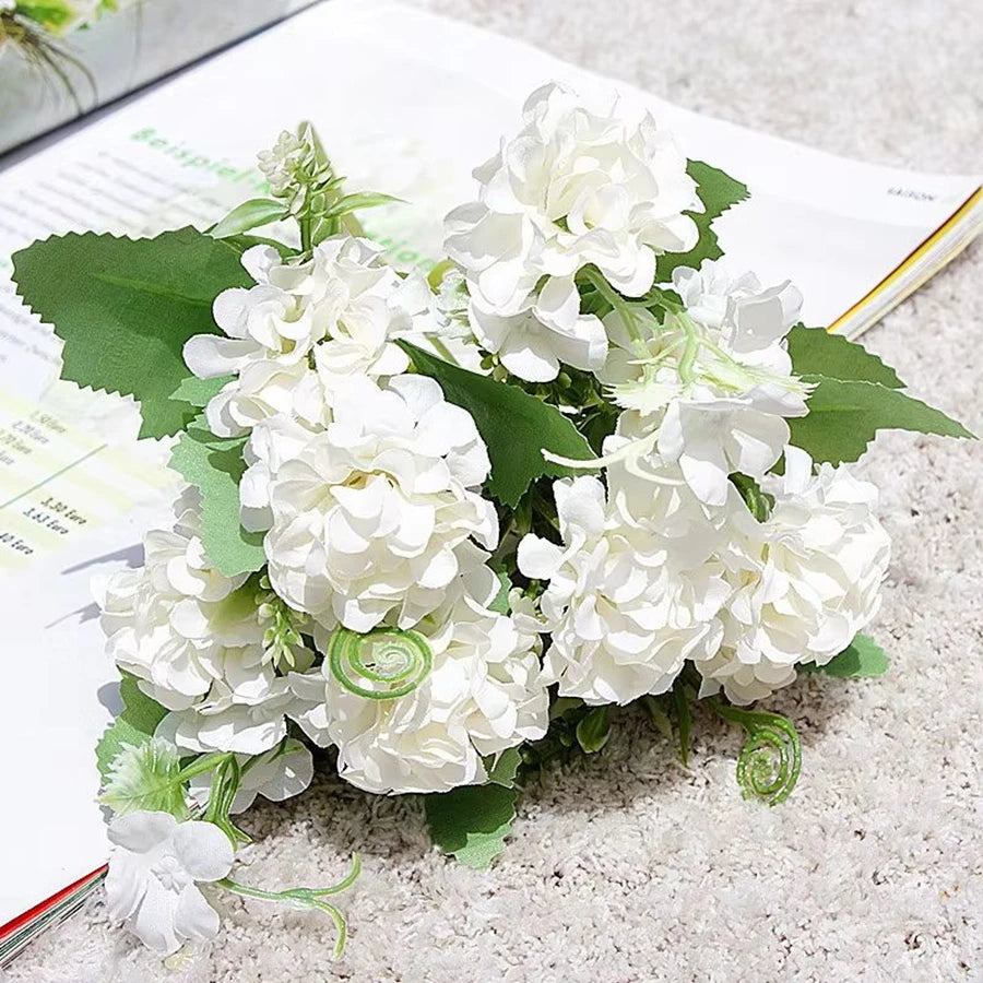 Silk Flower Bouquet - 5-Fork-Bunch Hydrangea Flower