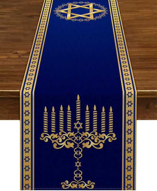 Hanukkah Linen Table Runner