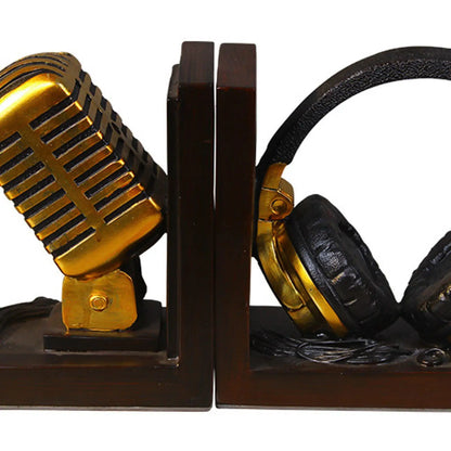 Bookends - Retro Microphone & Headphones