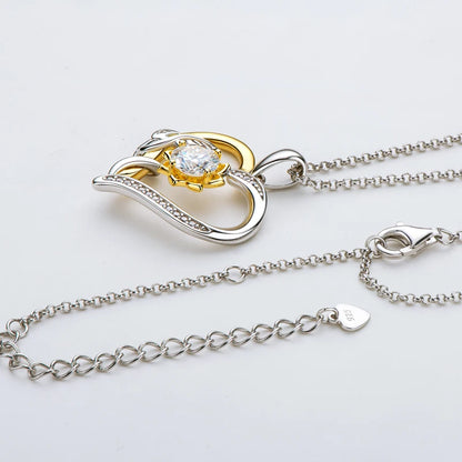 Moissanite Heart Sunflower Pendant Necklace