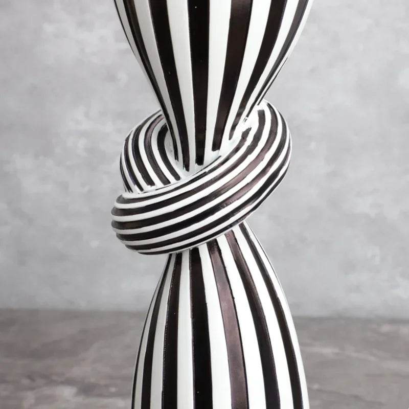 Black and White Striped Twisted Rope Knot Candle Stand - Shop Jobie