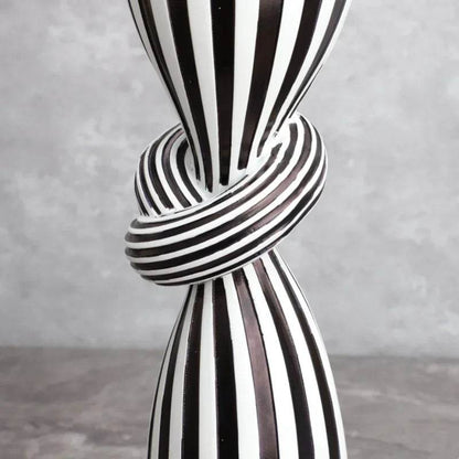 Black and White Striped Twisted Rope Knot Candle Stand - Shop Jobie