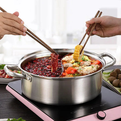 Divided Nonstick Stainless Steel Hot Pot & Fryer