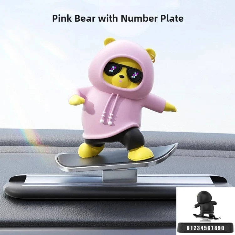 Mini Dashboard Skateboarding Bear