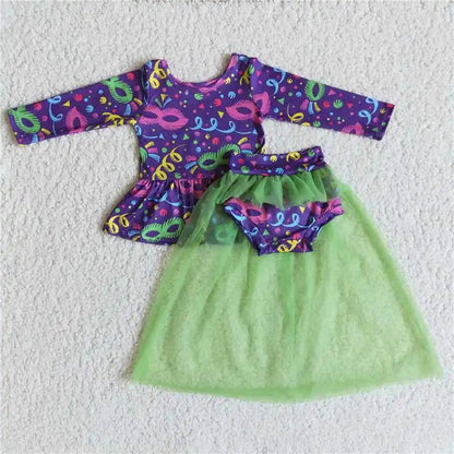 Mardi Gras - Purple Mesh Dress Set - Shop Jobie