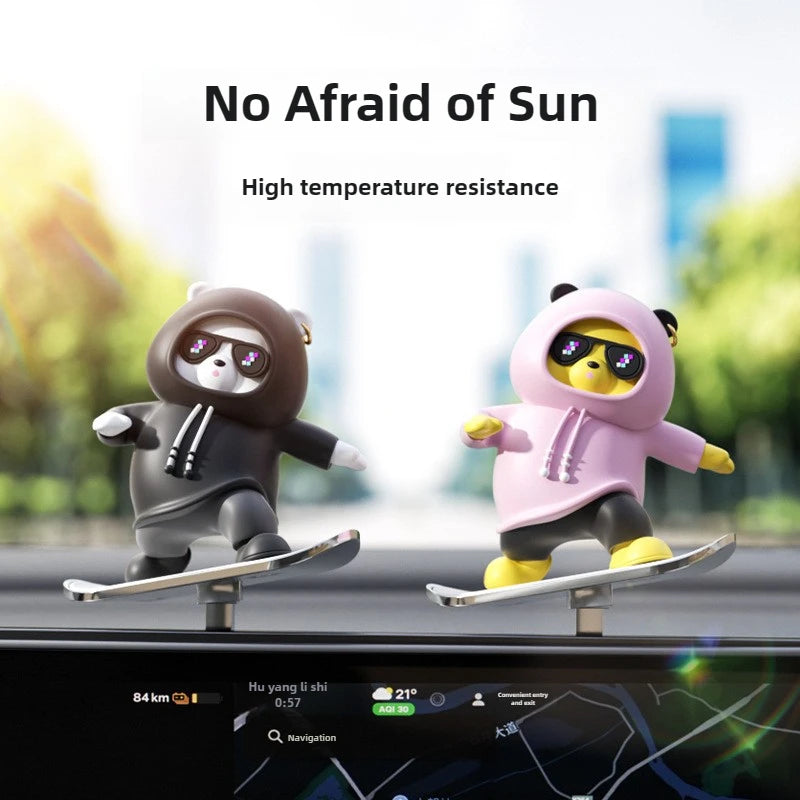 Mini Dashboard Skateboarding Bear