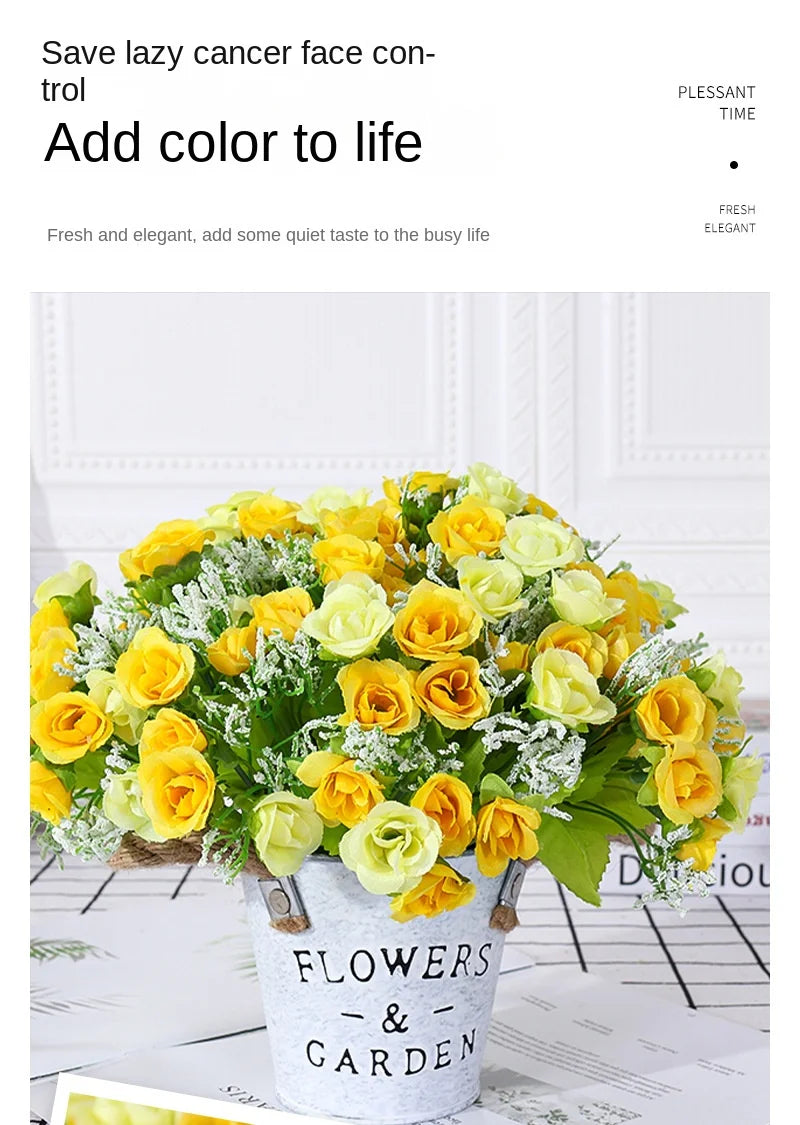 Silk Flower Bouquet - 7 Fork 21 Head Diamond Rose Flower