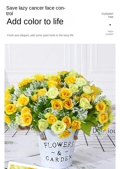 Silk Flower Bouquet - 7 Fork 21 Head Diamond Rose Flower