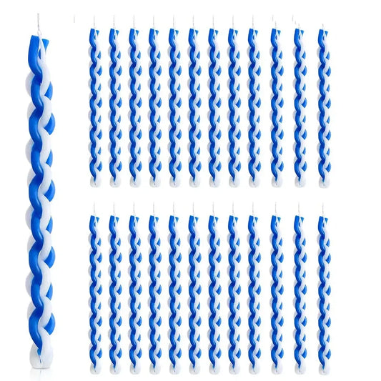 Havdalah - White & Blue Braided Candle