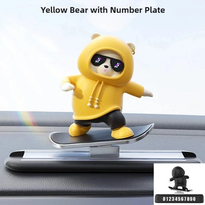 Mini Dashboard Skateboarding Bear