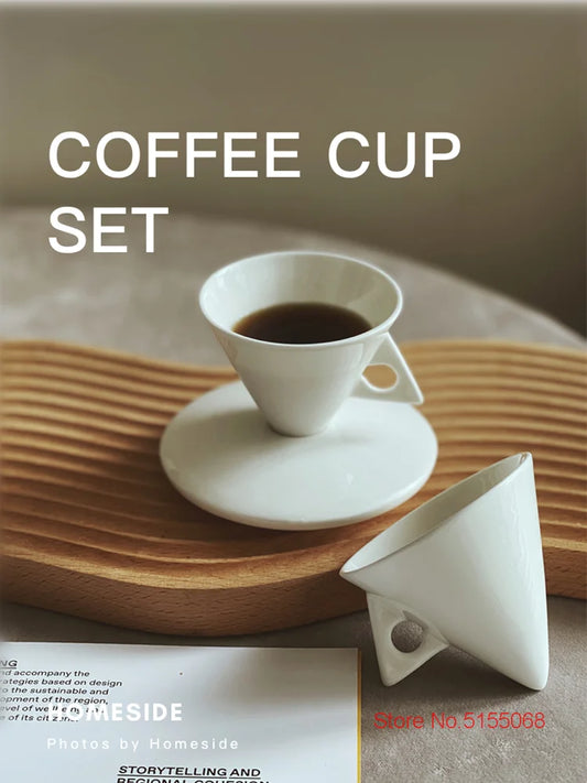 Espresso Coffee Mug And Tray Set - Artistic Cone Demitasse