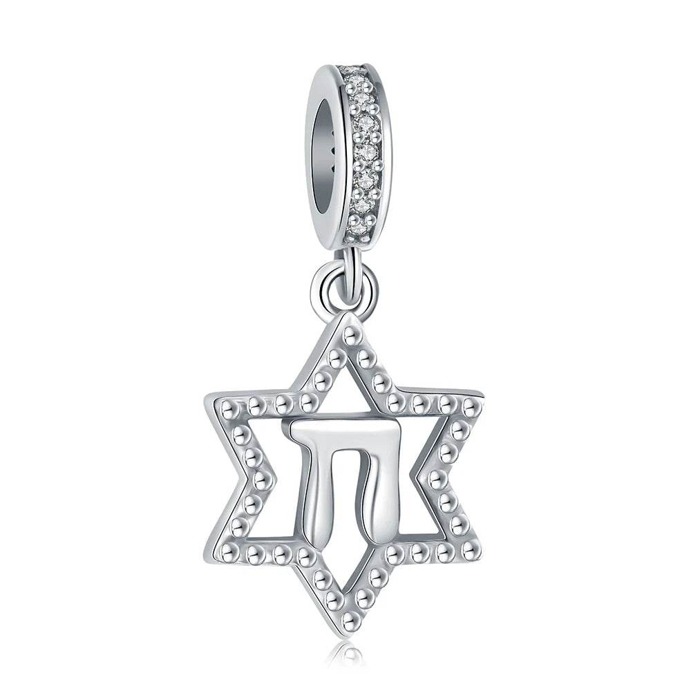 925S Jewish Scroll Bead With Cubic Zirconia Charm - Shop Jobie