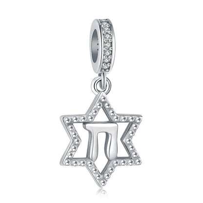 925S Jewish Scroll Bead With Cubic Zirconia Charm - Shop Jobie