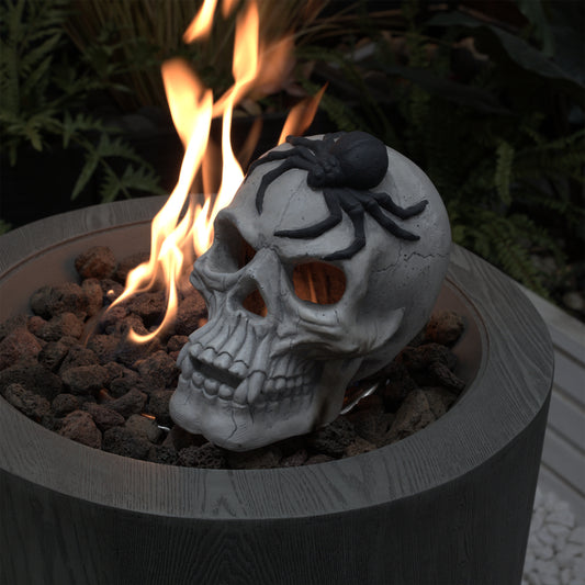 Eerie White Demon Skull Fire Pit Decor