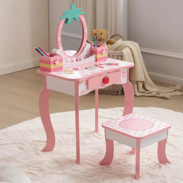 Kid's Vanity Desk Set w/Apple Accents