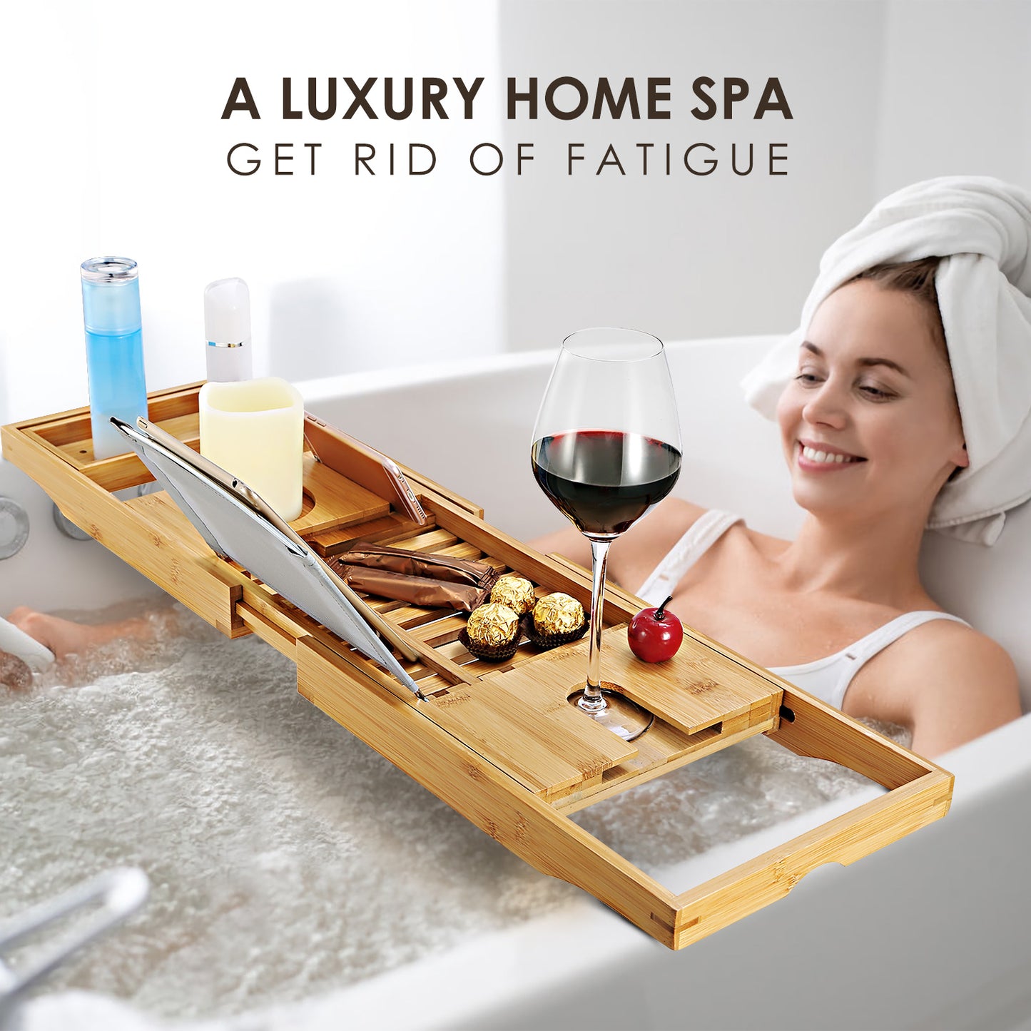 Bamboo Bathtub Spa Caddy Tray For ME TIME!
