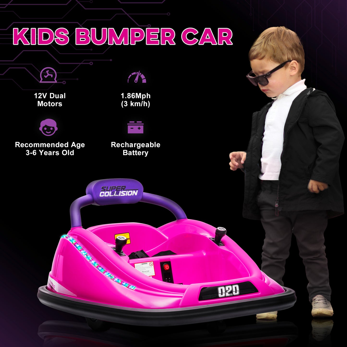 12V Bumper Car w/Remote Control - Pink