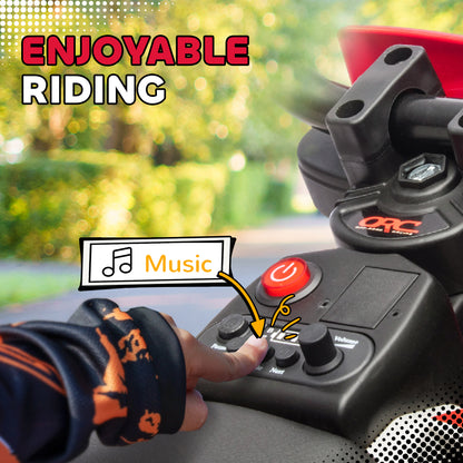12V Kids Electric Motorcycle w/Rear Suspension & Music, Red