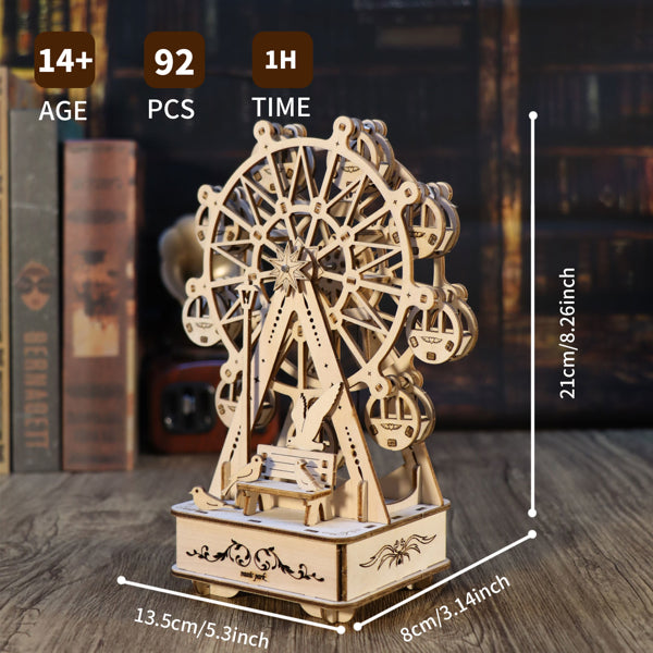 3D Wooden Puzzle  - 92pc Music Box Ferris Wheel DIY Model Kit