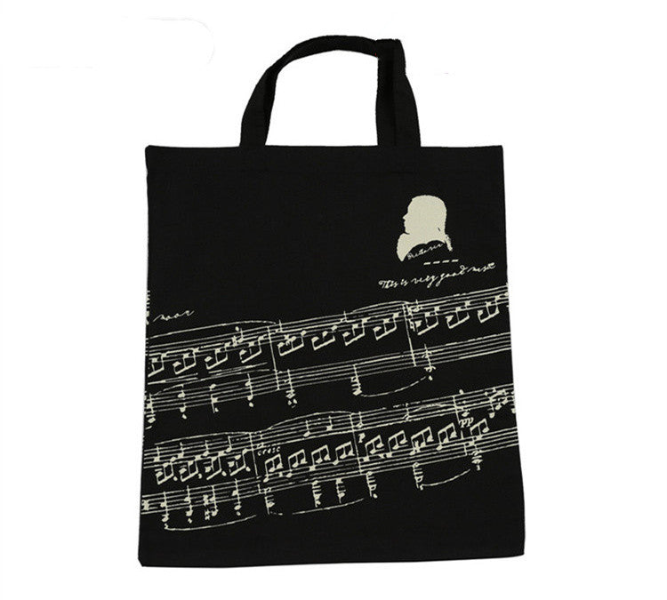 DEBBIE IDEA  Piano Musical Note Tree Bear Movement Cotton Handy Eco Sheet Music Bag