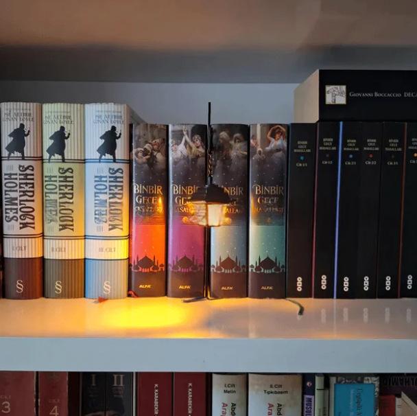 Metal Library Book Divider - Lighted Lanterns