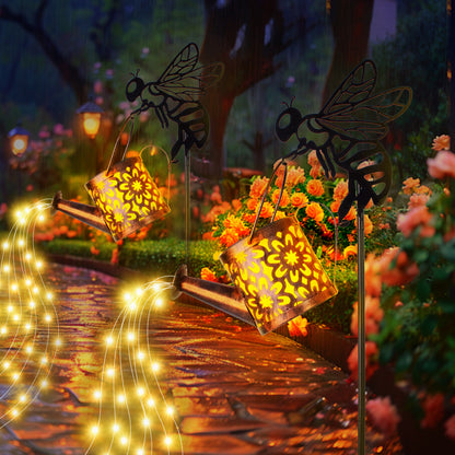 Playful Bee & Water Can Solar Lights Yard Decor