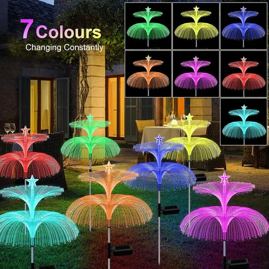 4-Pack Solar Star Jellyfish Fiber Optic Outdoor Lighting