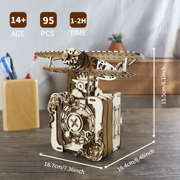 3D Wooden Puzzle 95pc Punk Airplane Music Box