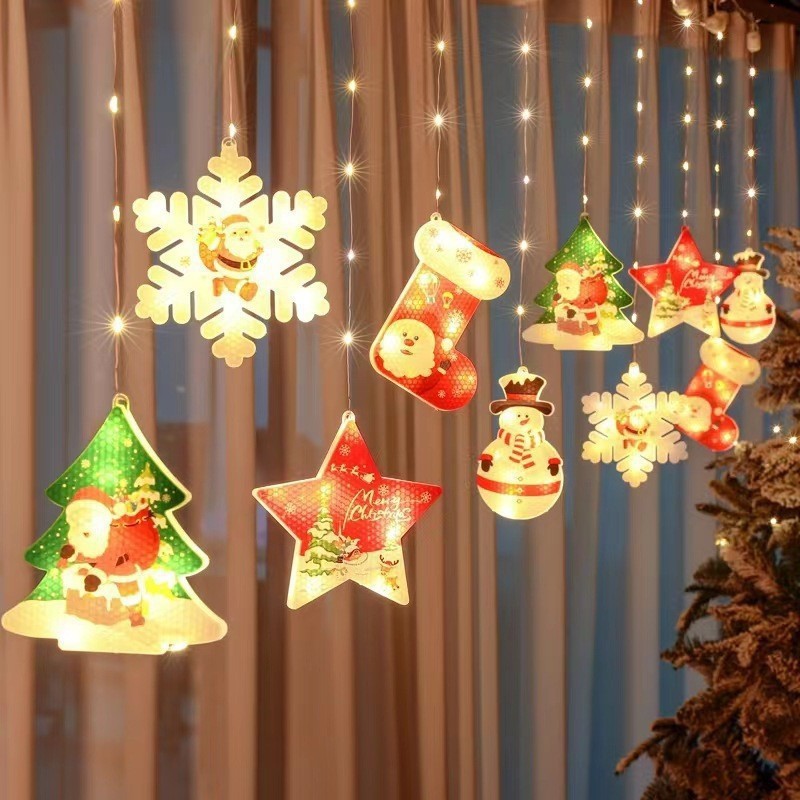 Painted Christmas Curtain Lights!