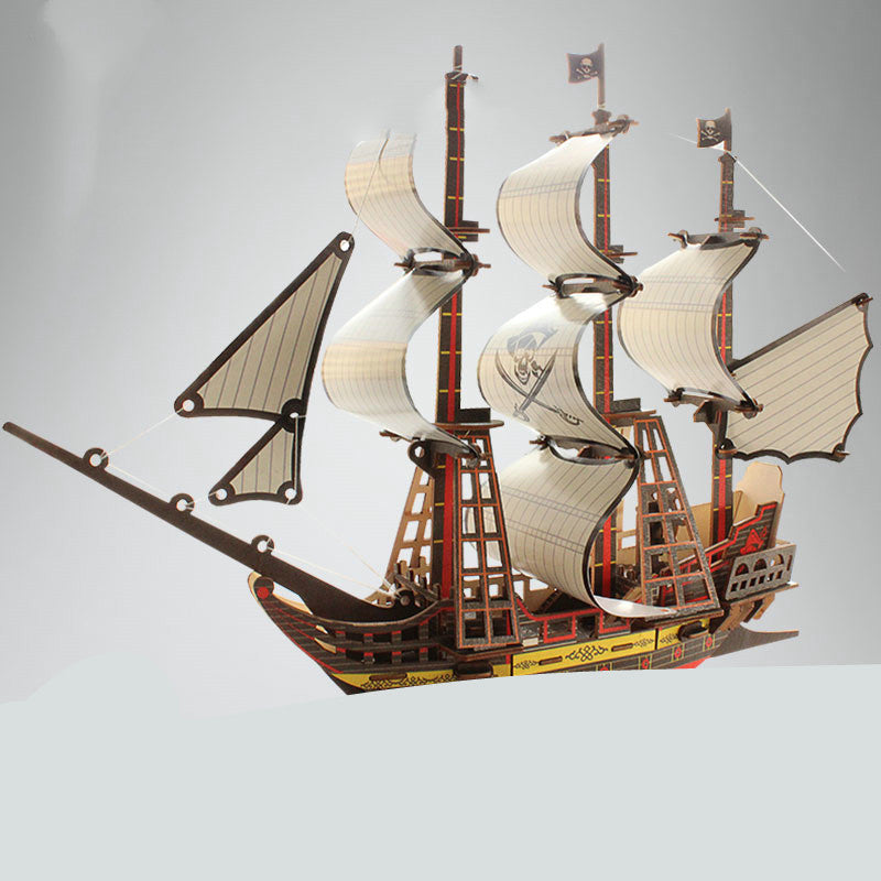 3D Wooden Puzzles - DIY Sailboat, Pirate Ship, & Castle