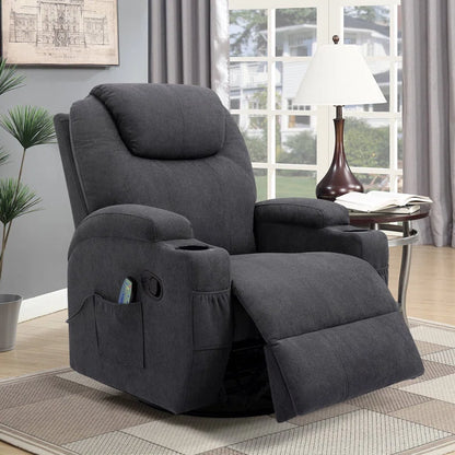 Reclining Heated Massage Chair with Swivel and Rocking Function