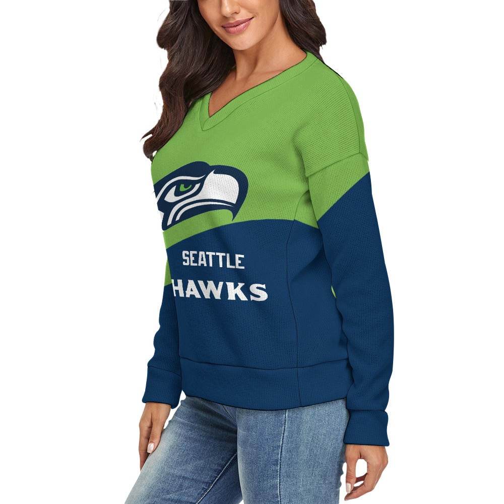 Women's V-Neck Seattle Seahawk Sweater - Shop Jobie
