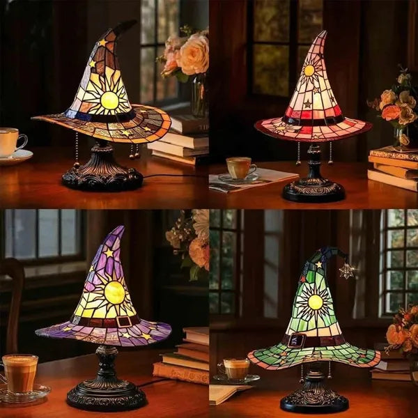 Gothic Lamp - Stained Glass LED Witches Hat