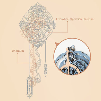 3D Wooden Puzzle DIY Kits -  Romantic Note Pendulum Wall Clock