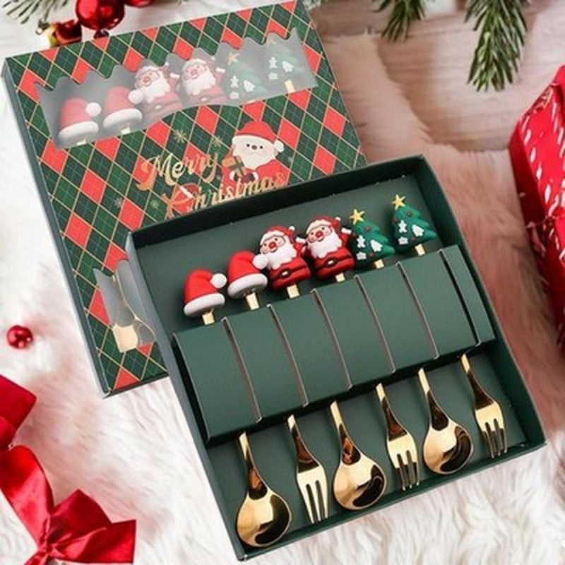 6pc Christmas High-Tea Mini Flatware Set