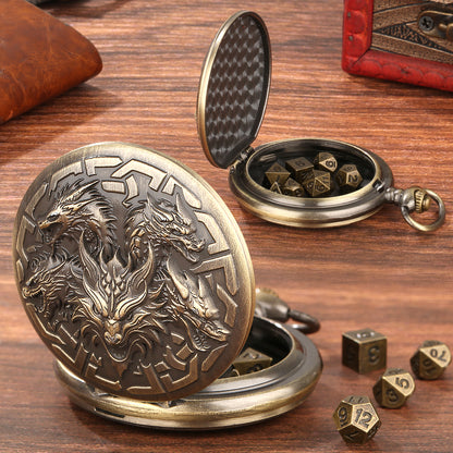 Pocket Watch Shaped Tabletop DND Game Dice Set