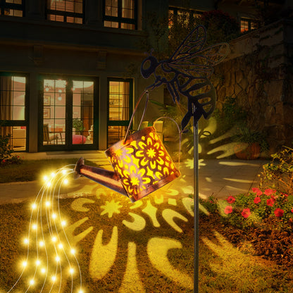 Playful Bee & Water Can Solar Lights Yard Decor