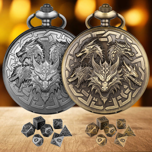 Pocket Watch Shaped Tabletop DND Game Dice Set