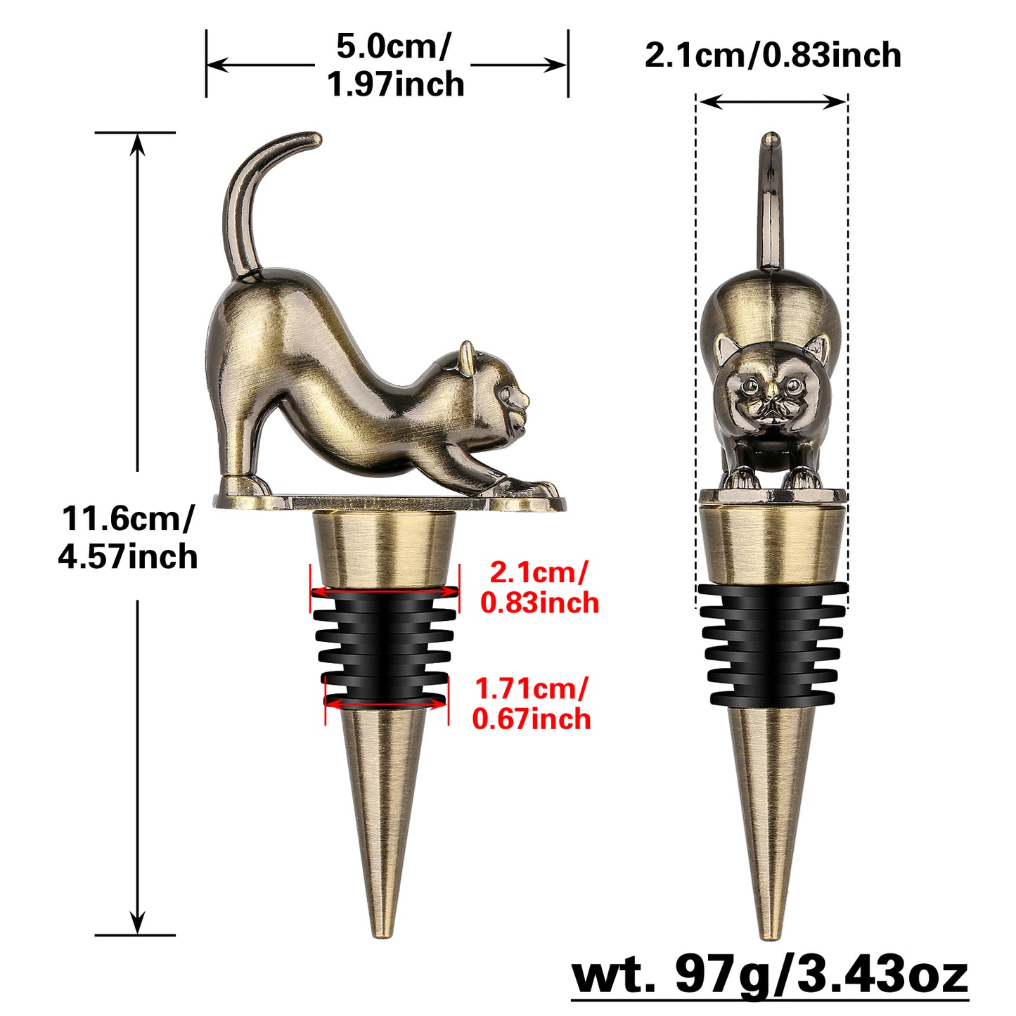 Stretch Cat Wine Stopper Gift Set