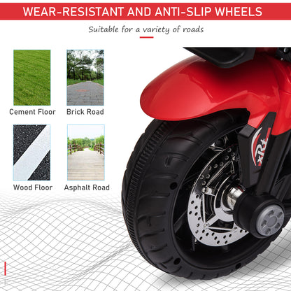 6V Kids Electric Motorcycle Ride-On Dirt Bike w/Music, Horn, & Headlights - Red